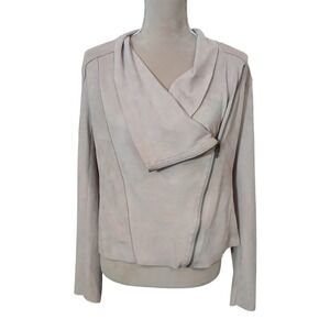 BLANKNYC Asymmetrical Zip Faux Suede Moto Jacket Blush Pink Size M